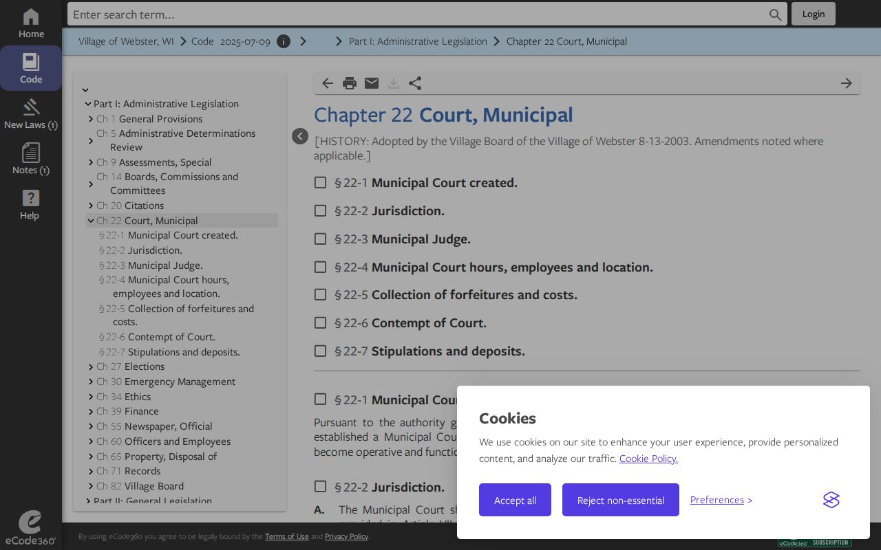 Webster court docket municipal jurisdiction ordinance